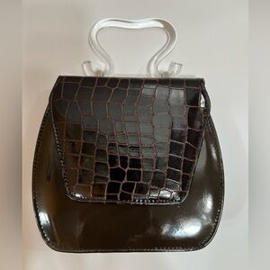 RUSH HOUR Vintage Clutch or Crossbody Bag with Unique Acrylic Handle